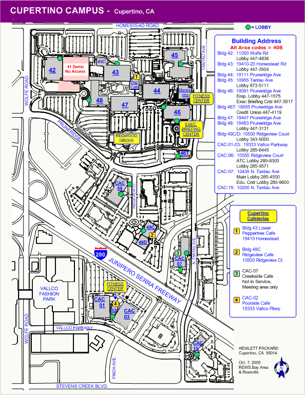 Map of HP Cupertino campus